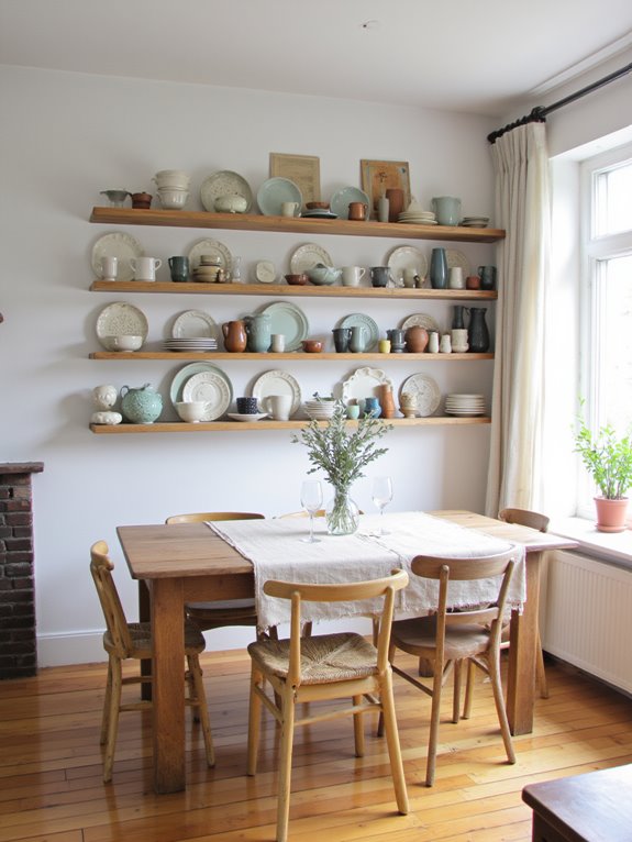 cozy open shelving display