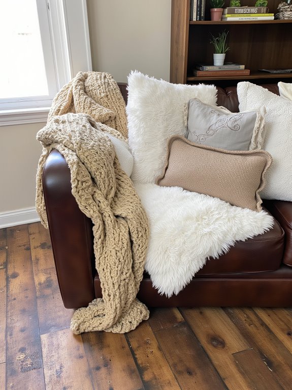 cozy pillows and throws