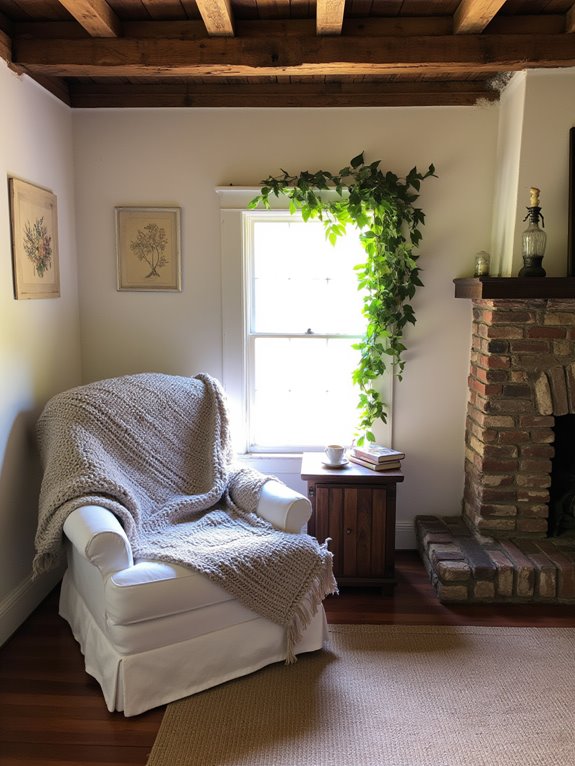 cozy rustic reading nook