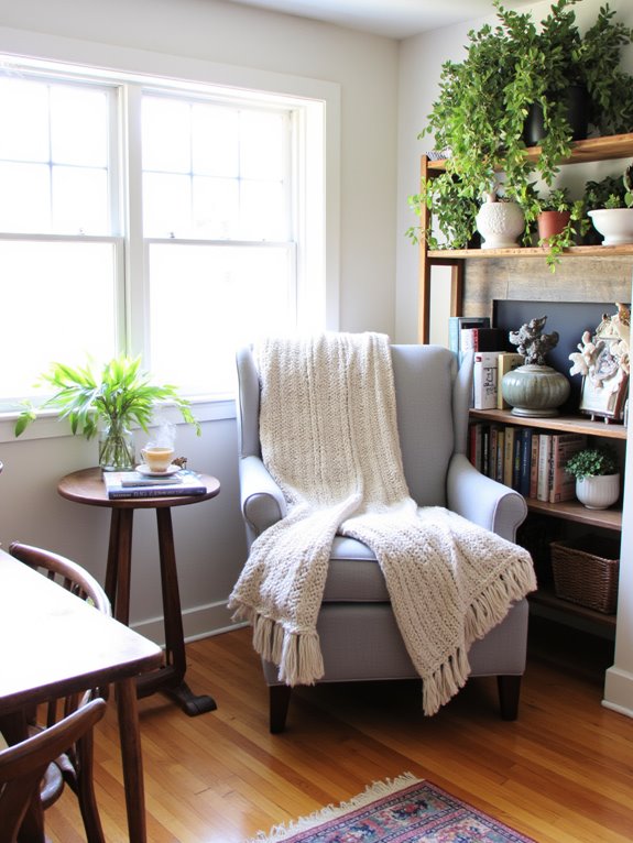 cozy rustic reading nook