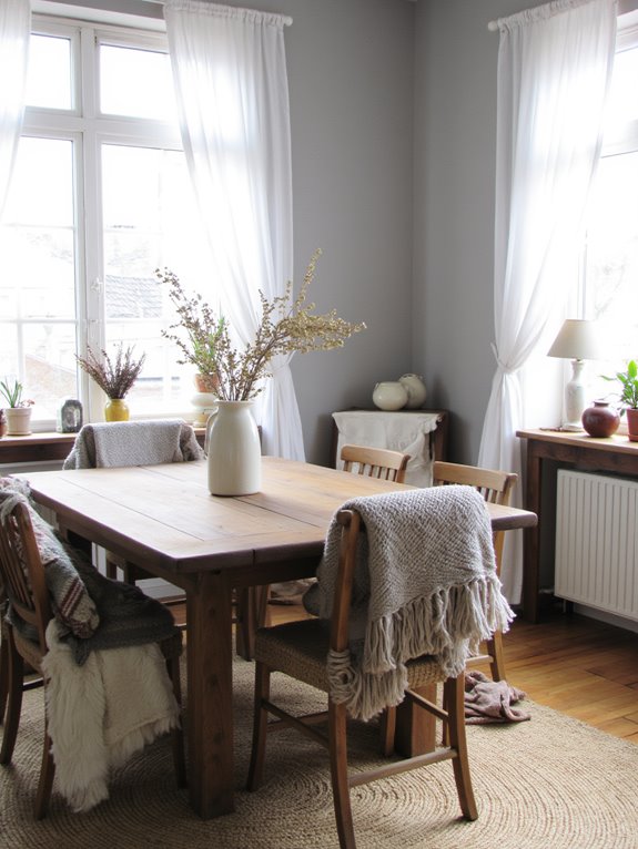 cozy textiles enhance dining comfort