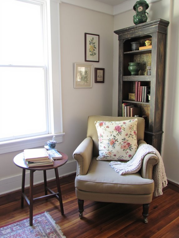 cozy vintage reading nook
