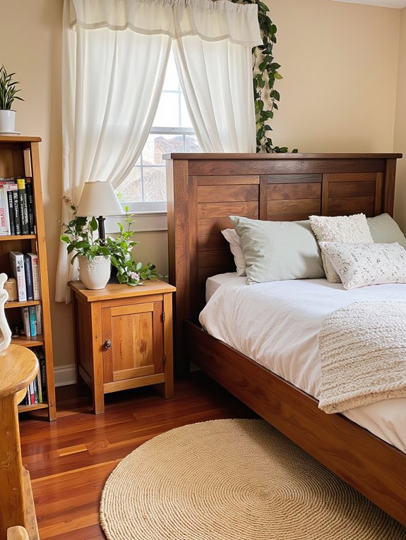 cozy wooden bedroom accents