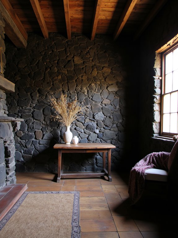 dark natural stone elements