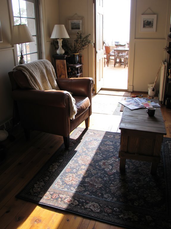 dark rugs create warmth