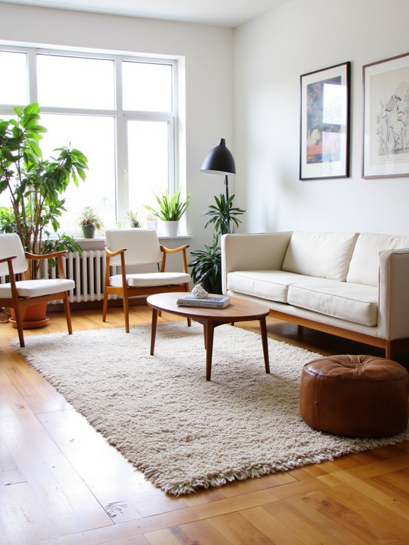 defined zones with rugs