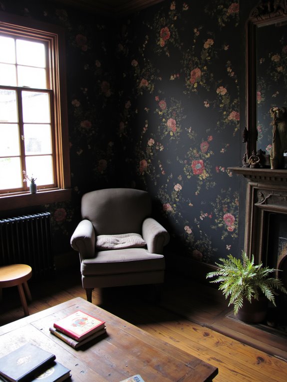 dramatic moody floral wallpaper