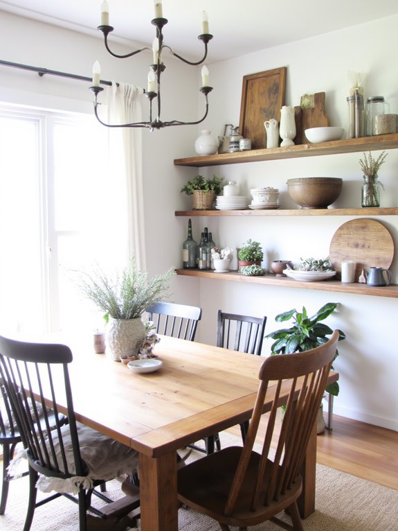 farmhouse decor with open shelving