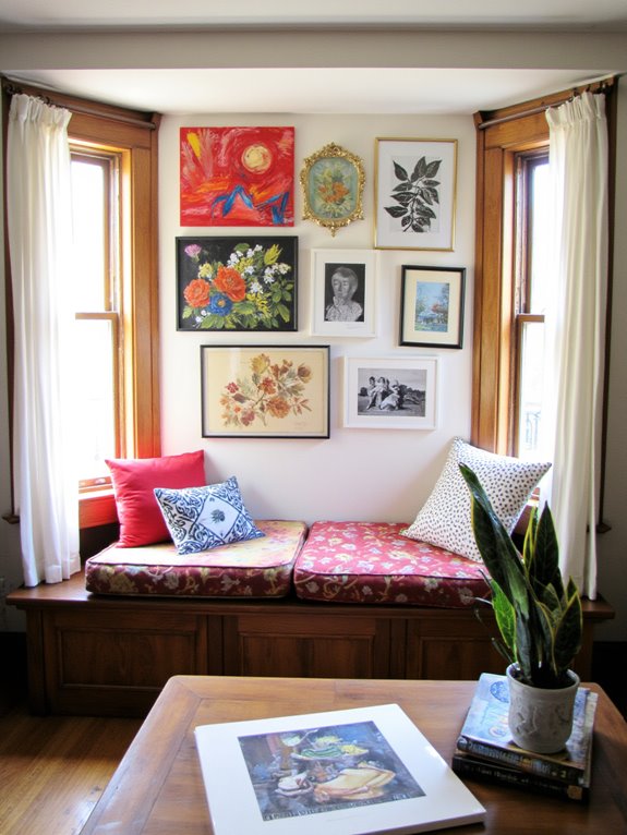 gallery wall above window