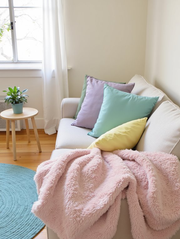 incorporate pastel textile accents