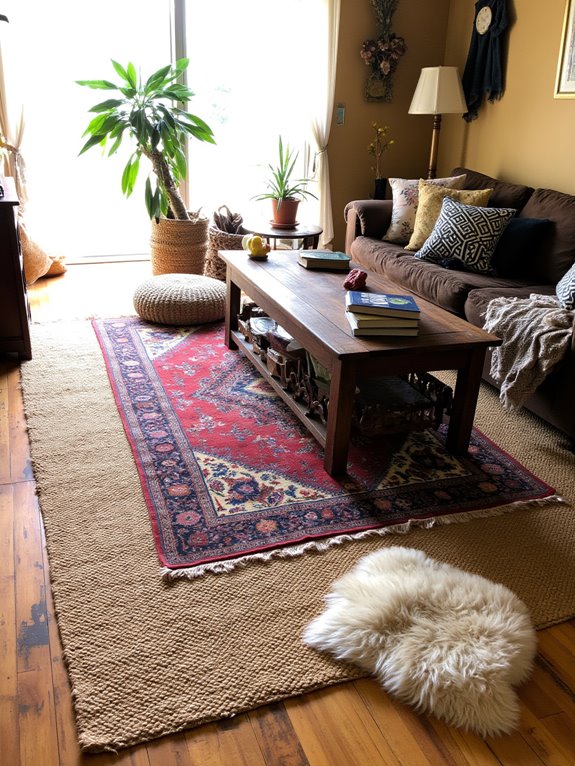 layered rugs create warmth