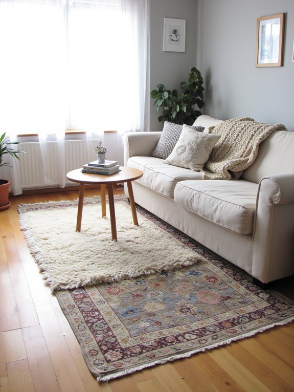 layered rugs for warmth