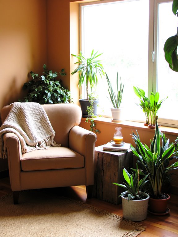 nature inspired cozy reading nook