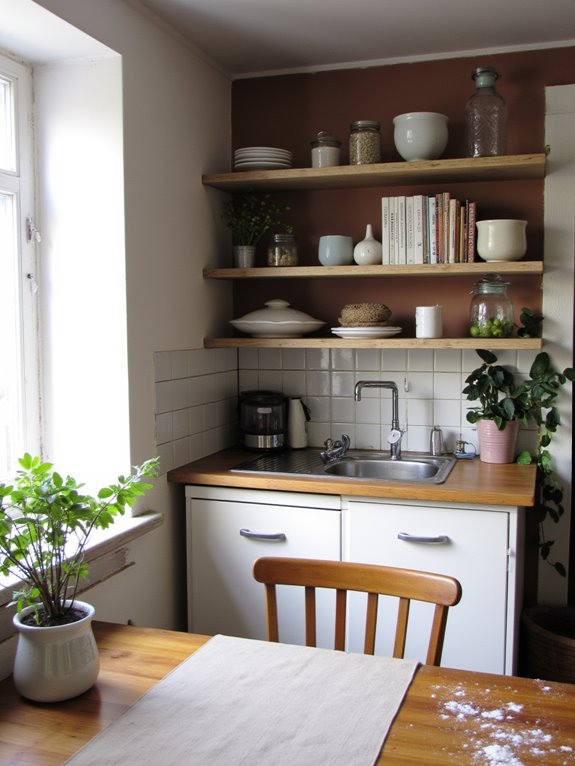 open shelving enhances accessibility