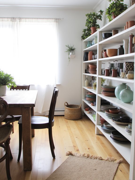 open shelving enhances accessibility