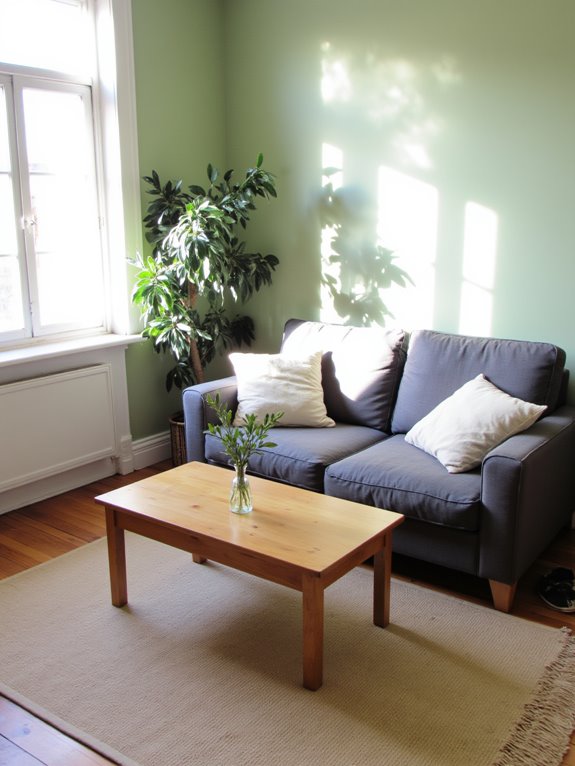 pale green accent wall serenity