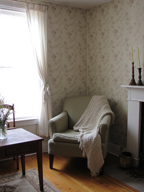 patterned wallpaper adds coziness