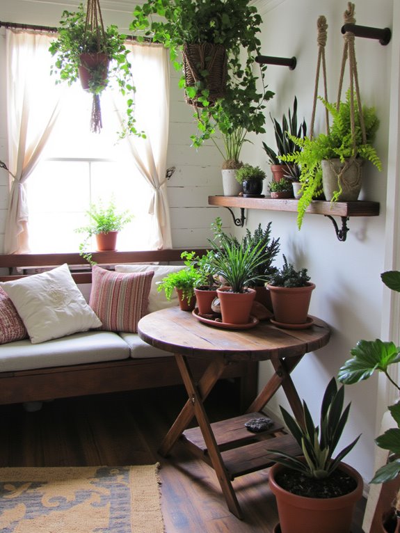 plants enliven rustic farmhouse