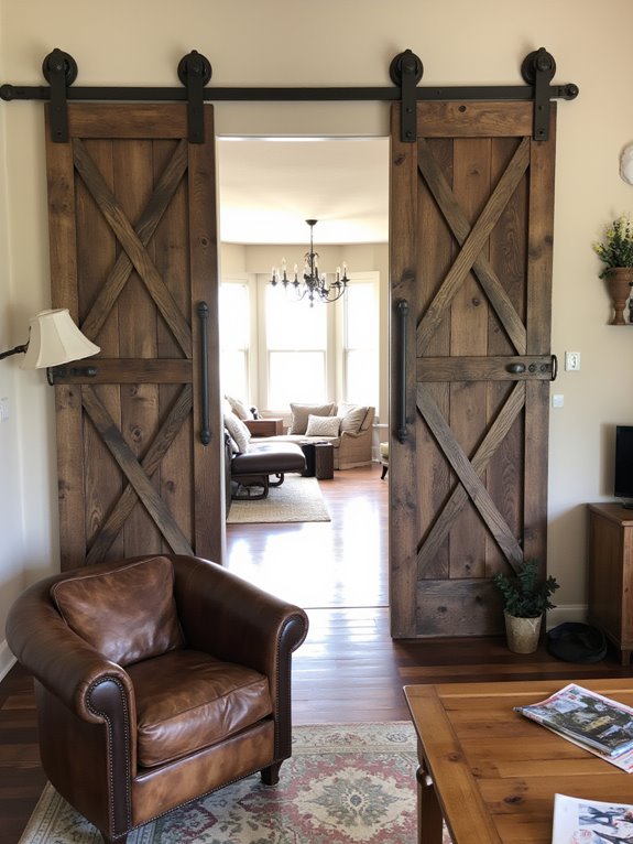 rustic barn doors enhance aesthetics