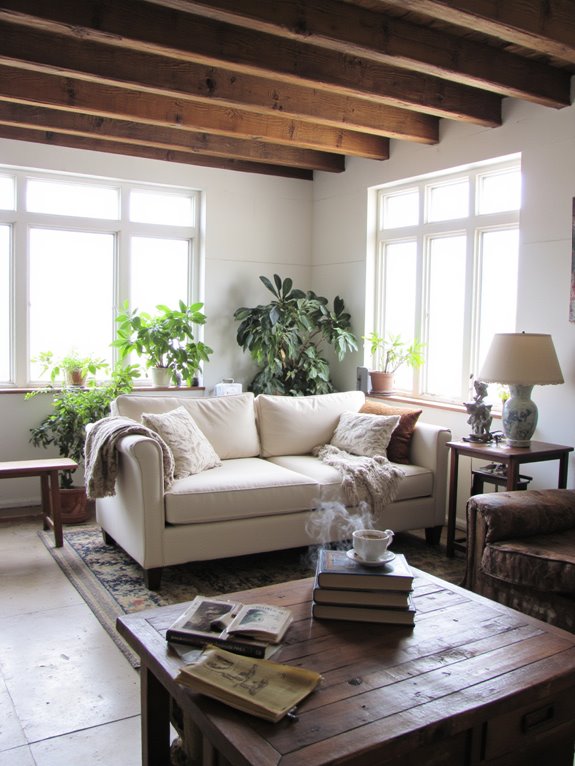 rustic beams enhance aesthetics