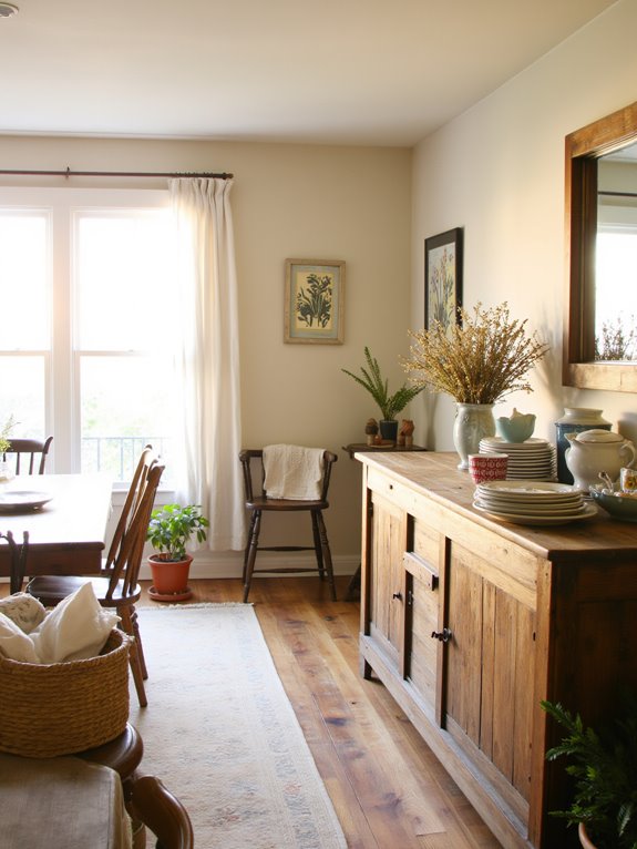 rustic buffet enhances dining