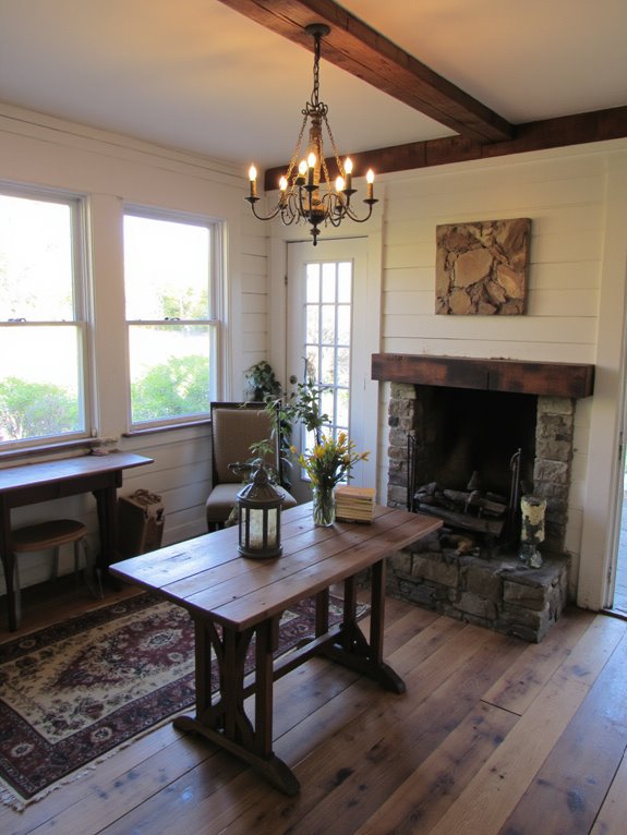 rustic lighting enhances warmth