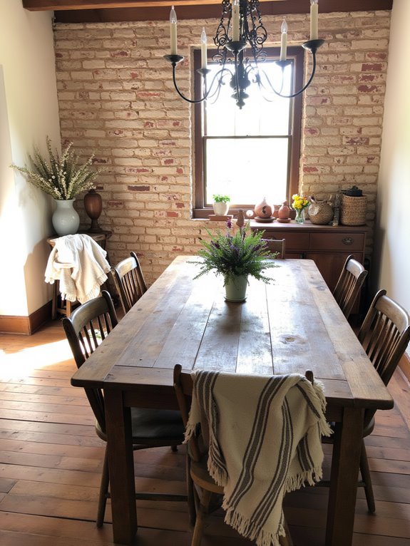 rustic long table dining