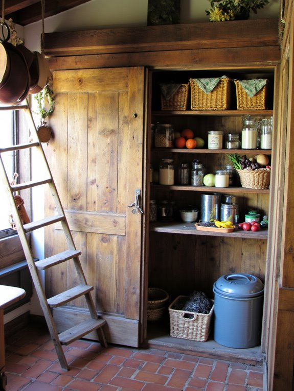 rustic pantry with open shelving