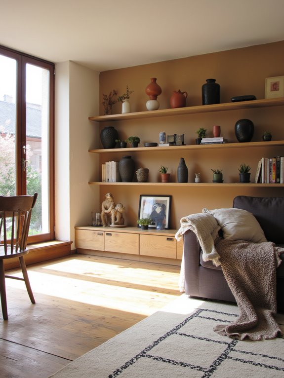 showcase decor with open shelving