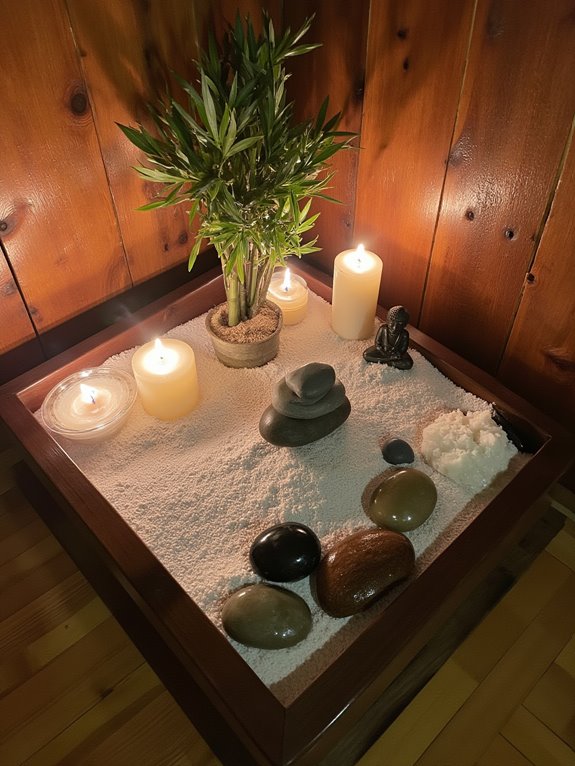 tranquil candlelit zen garden