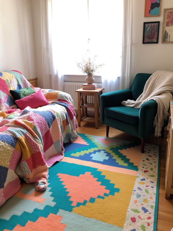 vibrant textiles create coziness