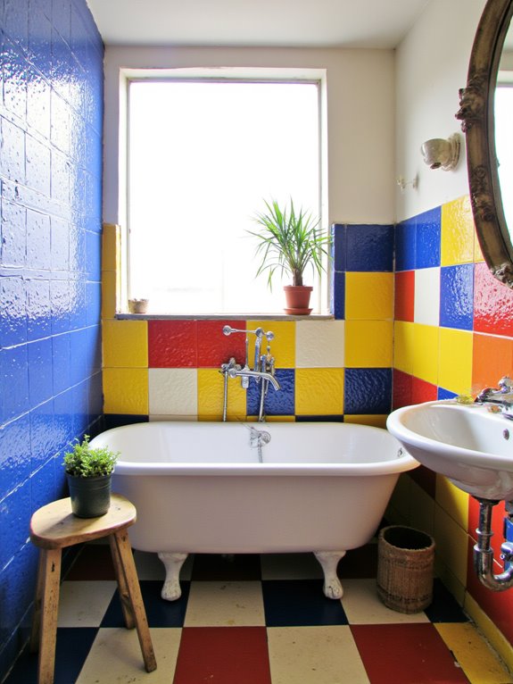 vibrant tiles enhance bathrooms