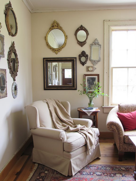 vintage mirrors enhance depth