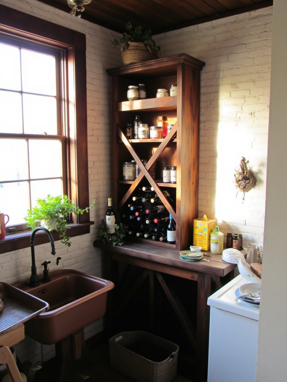 wine rack enhances entertaining space