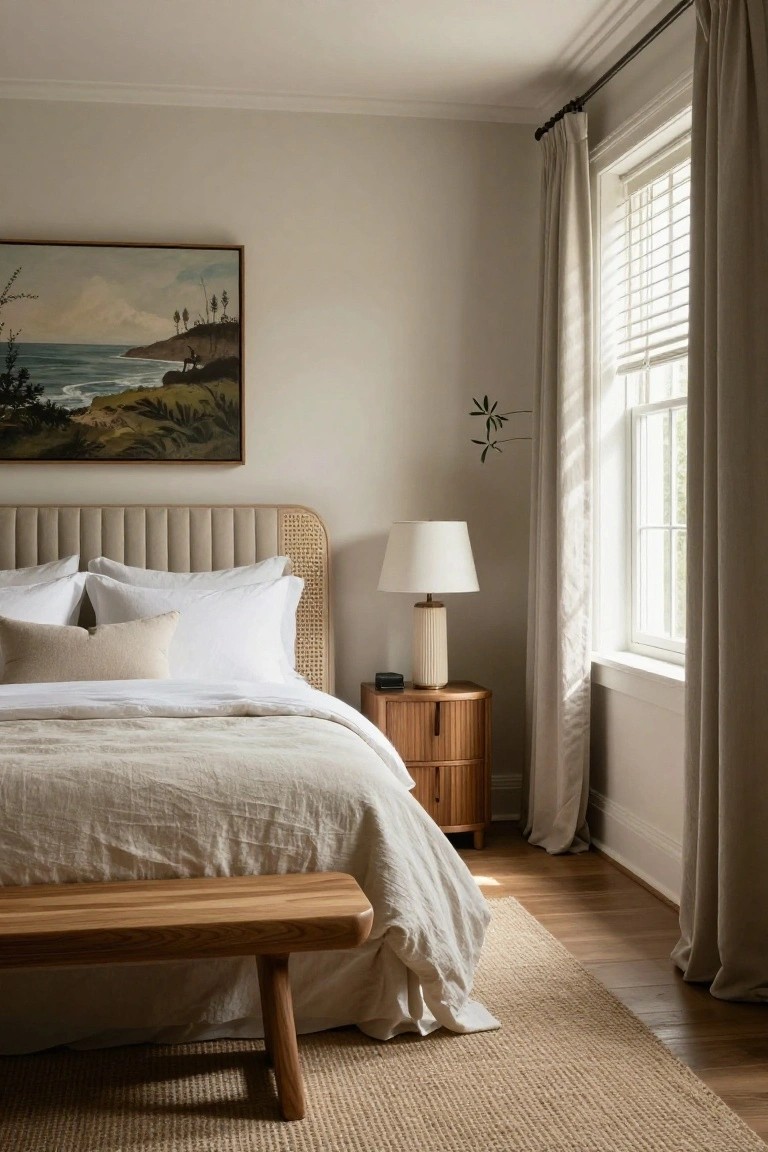 Upholstered Headboards with Cane Accents