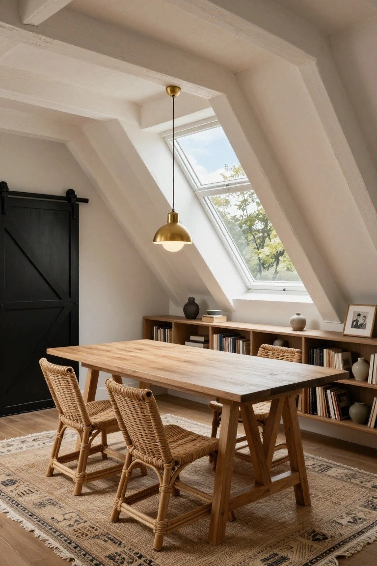 Wooden Trestle Table as Office Desk