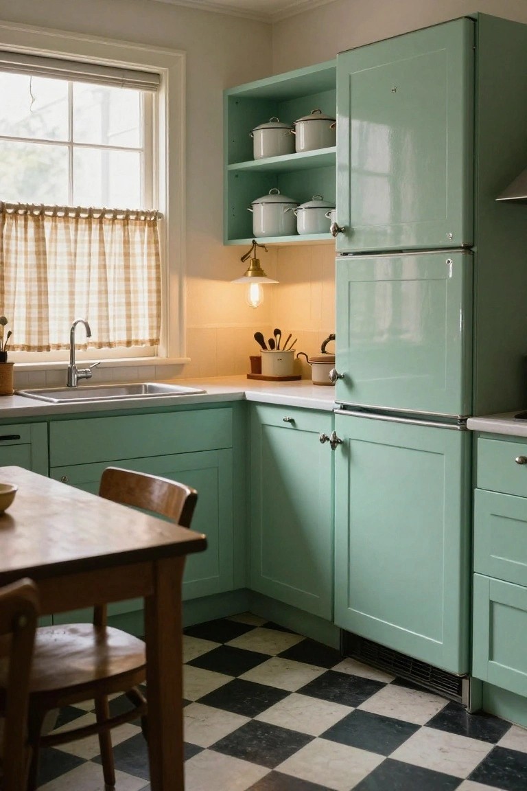 Vintage Mint Green Kitchen Cabinets