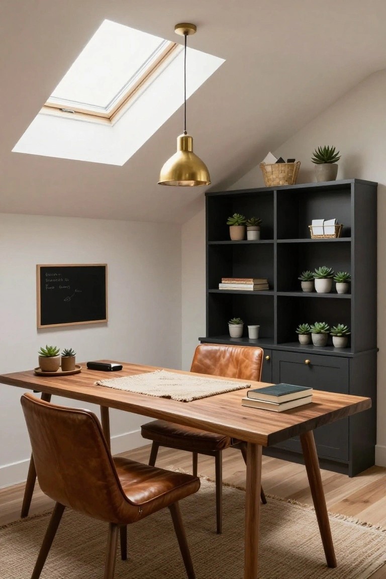 Plant-Filled Black Shelves