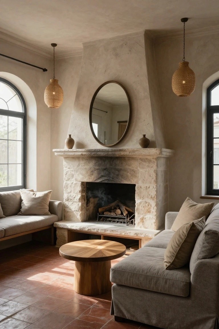 Fireside Nook with Low Sofas