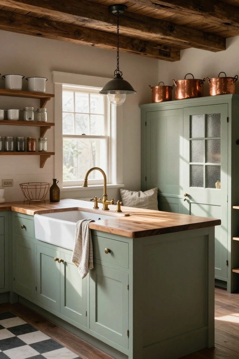 Sage Green Farmhouse Cabinets
