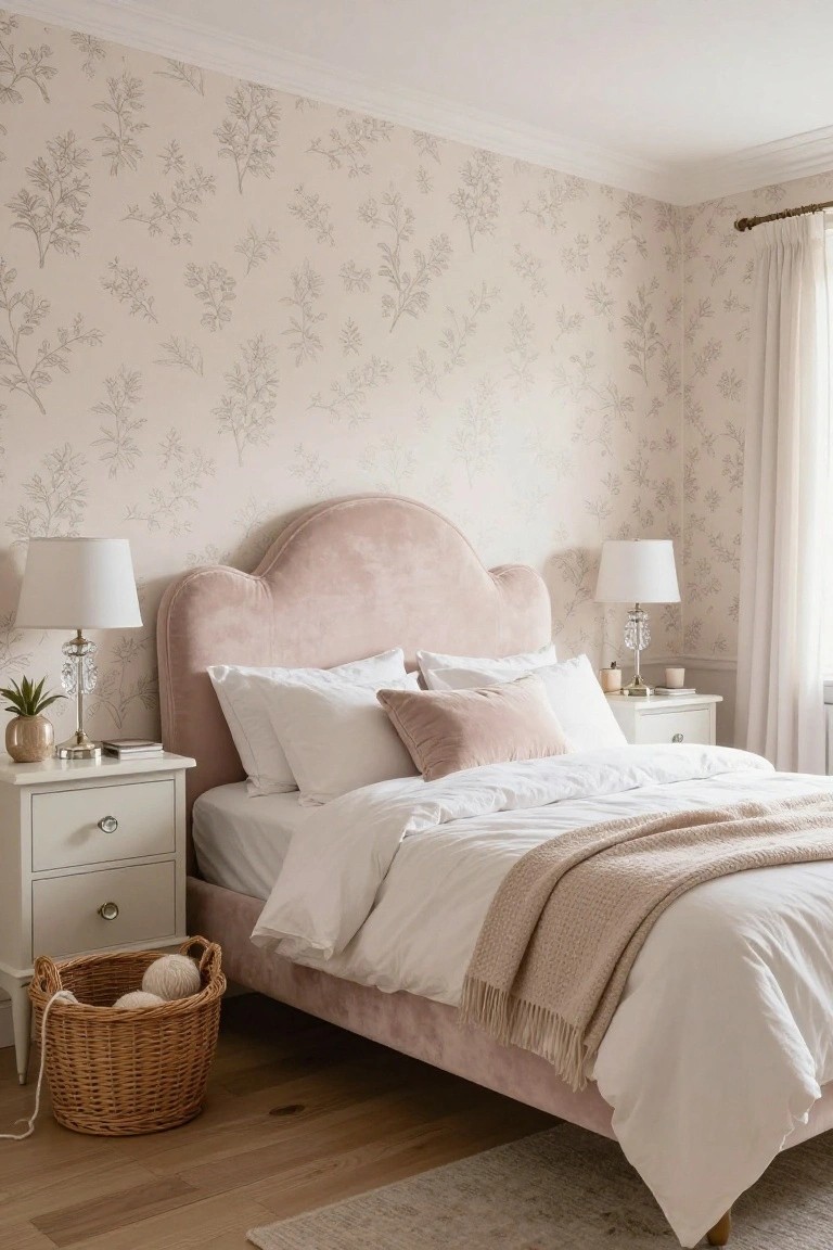 Blush Pink Velvet Headboard