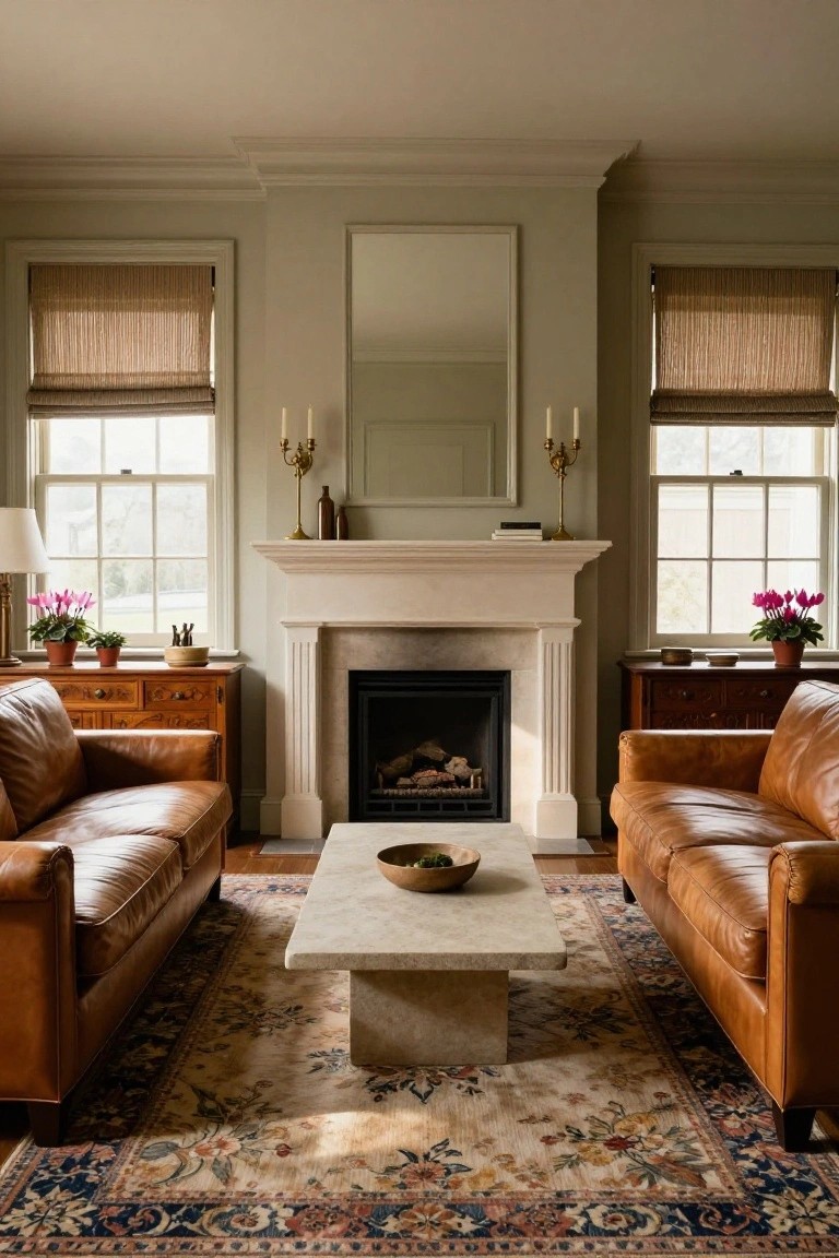 Sofas Facing the Fireplace