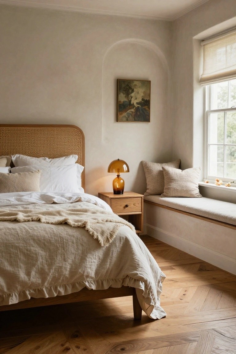 Cane Headboards for Rustic Bedroom Warmth