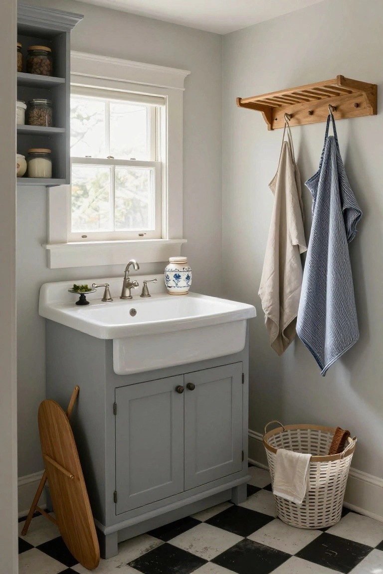 Farmhouse Sink in a Small Utility Room