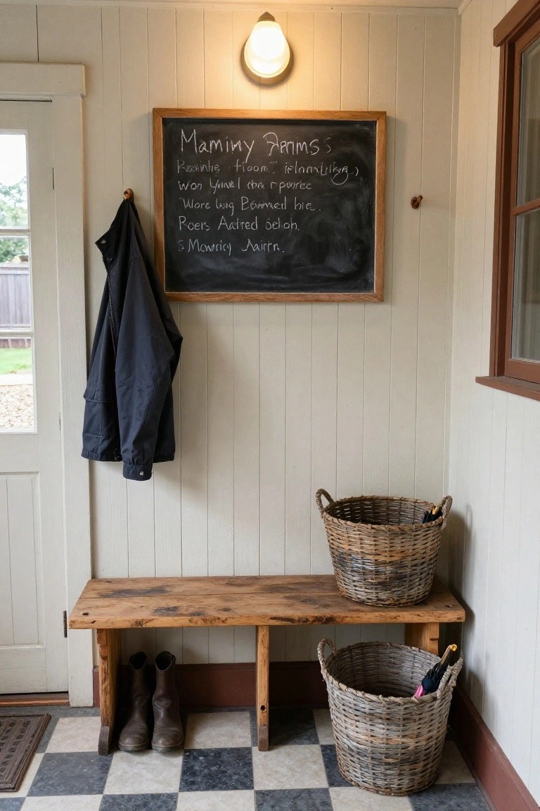 Rustic Mudroom Bench Storage