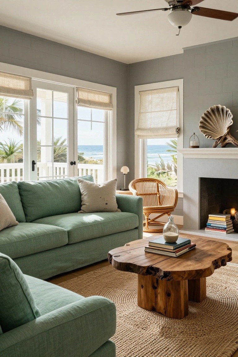 Natural Wood Coffee Tables Anchor Coastal Rooms