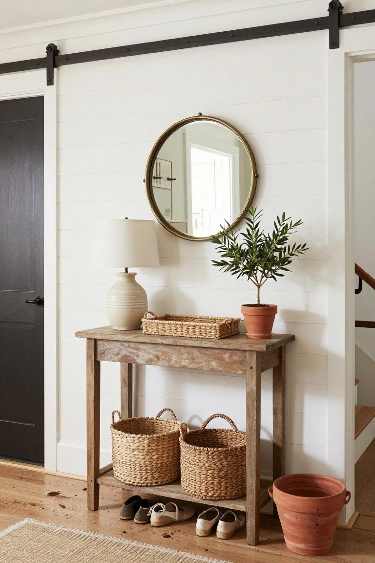 Rustic Console Table in the Entryway