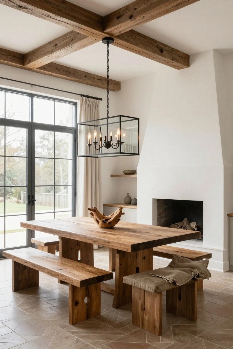 Bench Seating Around a Rustic Table