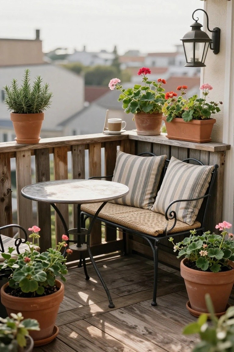 Rustic Balcony Bistro Setup