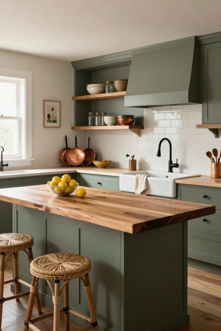 Kitchen Island with Natural Wood Top